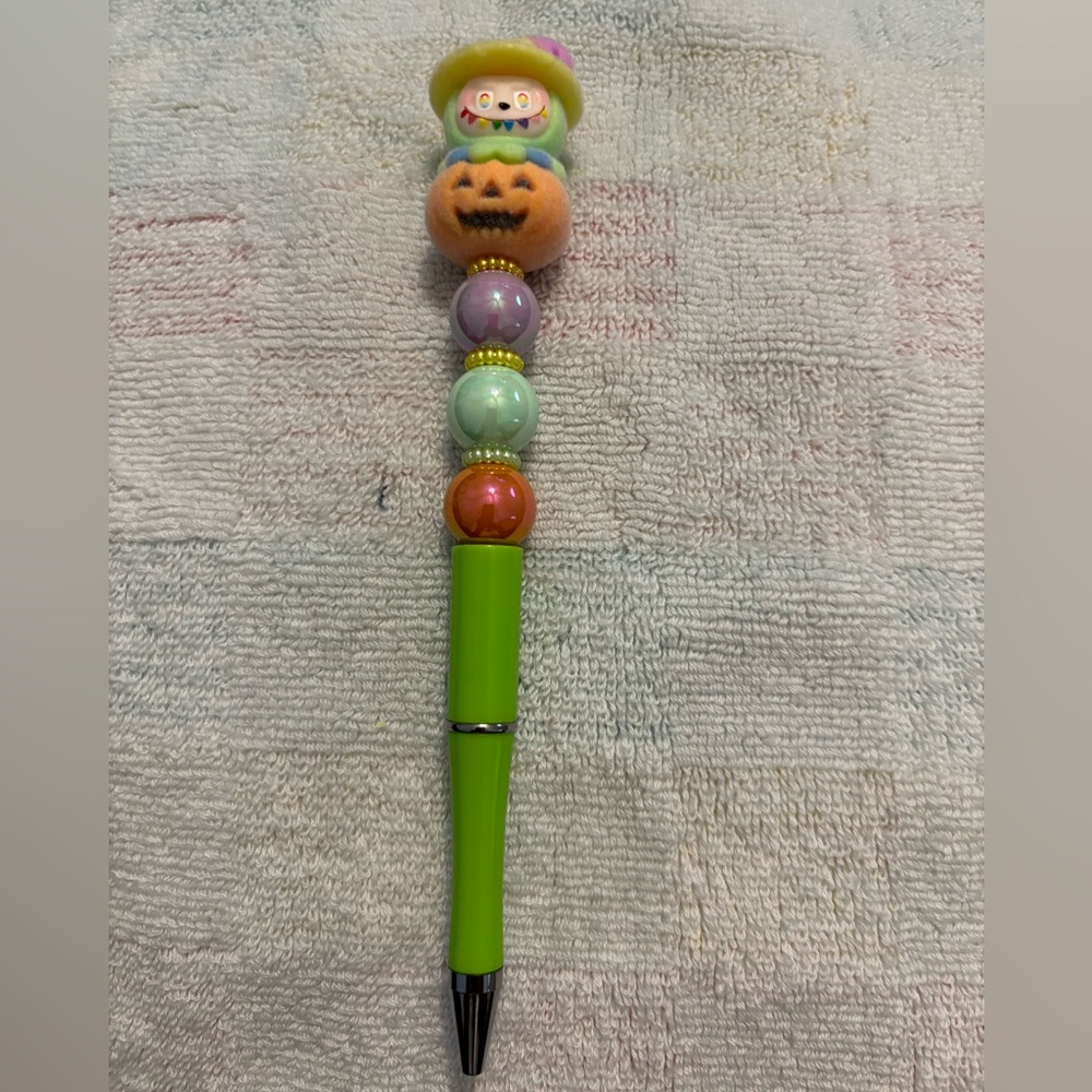 Colorful Halloween Themed Pen with little monster character and beads